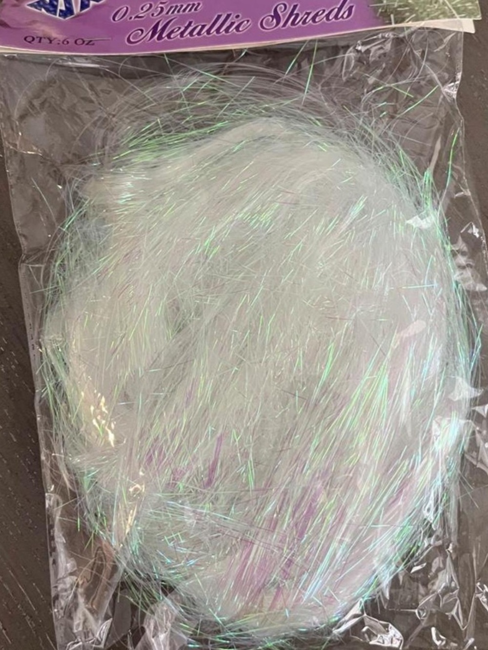 6 oz Iridescent clear Tinsel Angel Hair Foil Shred Gift Box-Basket Filler 0.25MM